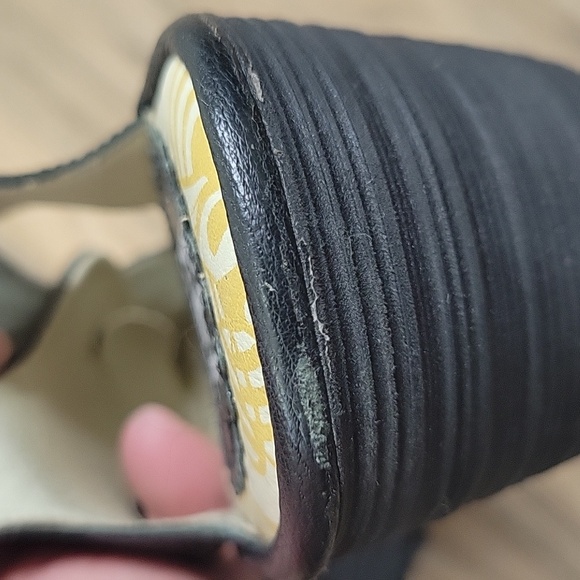 Fly London Ylva Black Leather Wedge Sandals - Picture 15 of 16